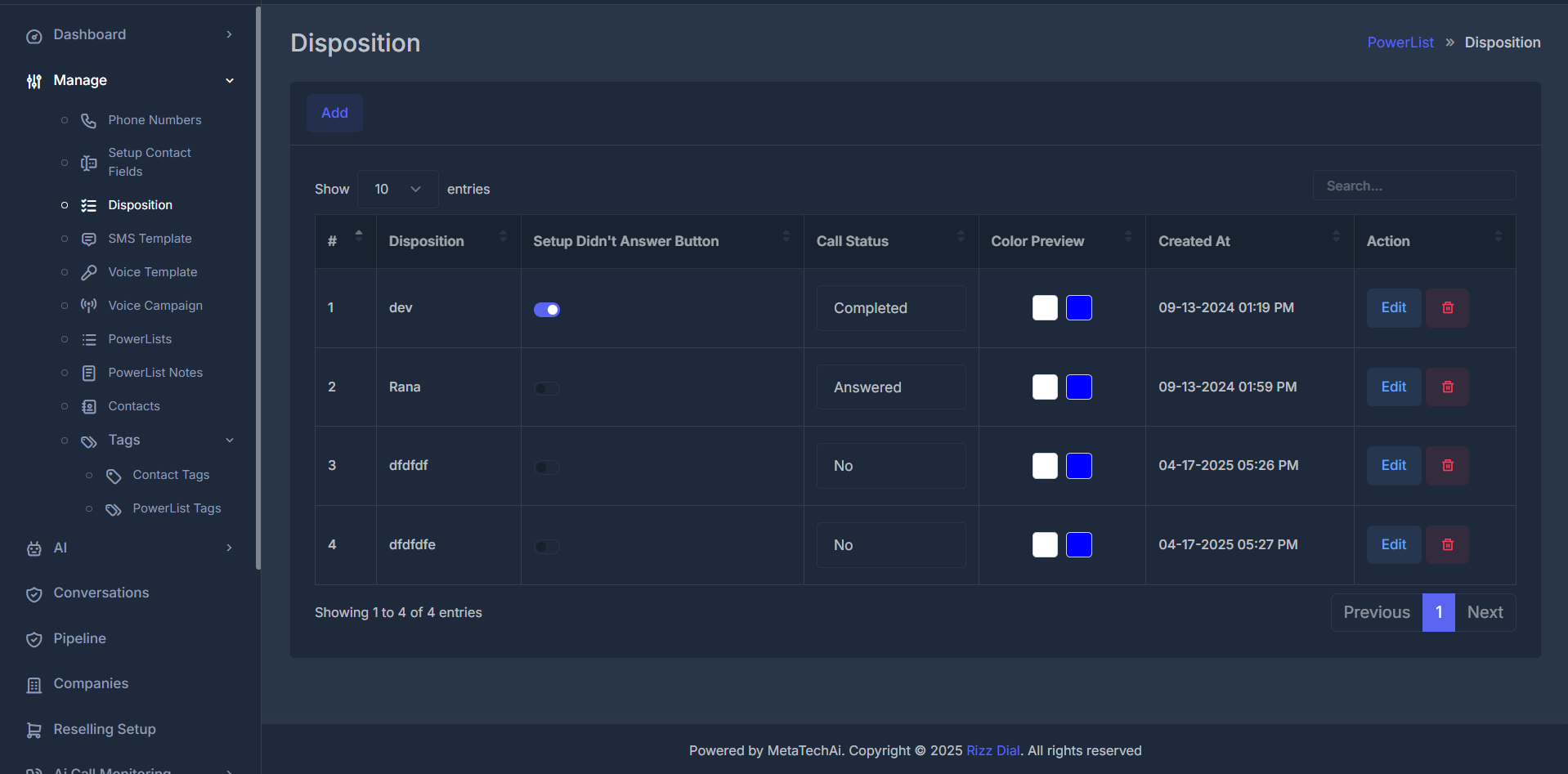 Disposition Overview Interface