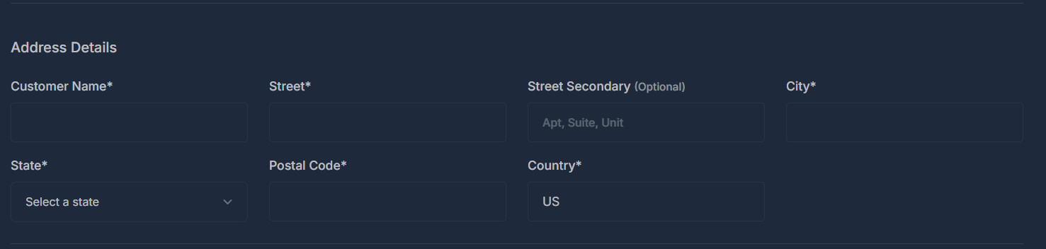 Address Details Form