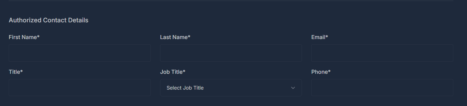 Authorized Contact Details Form
