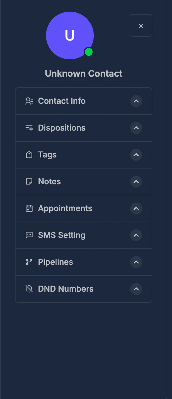 Conversations — Right panel, contact details