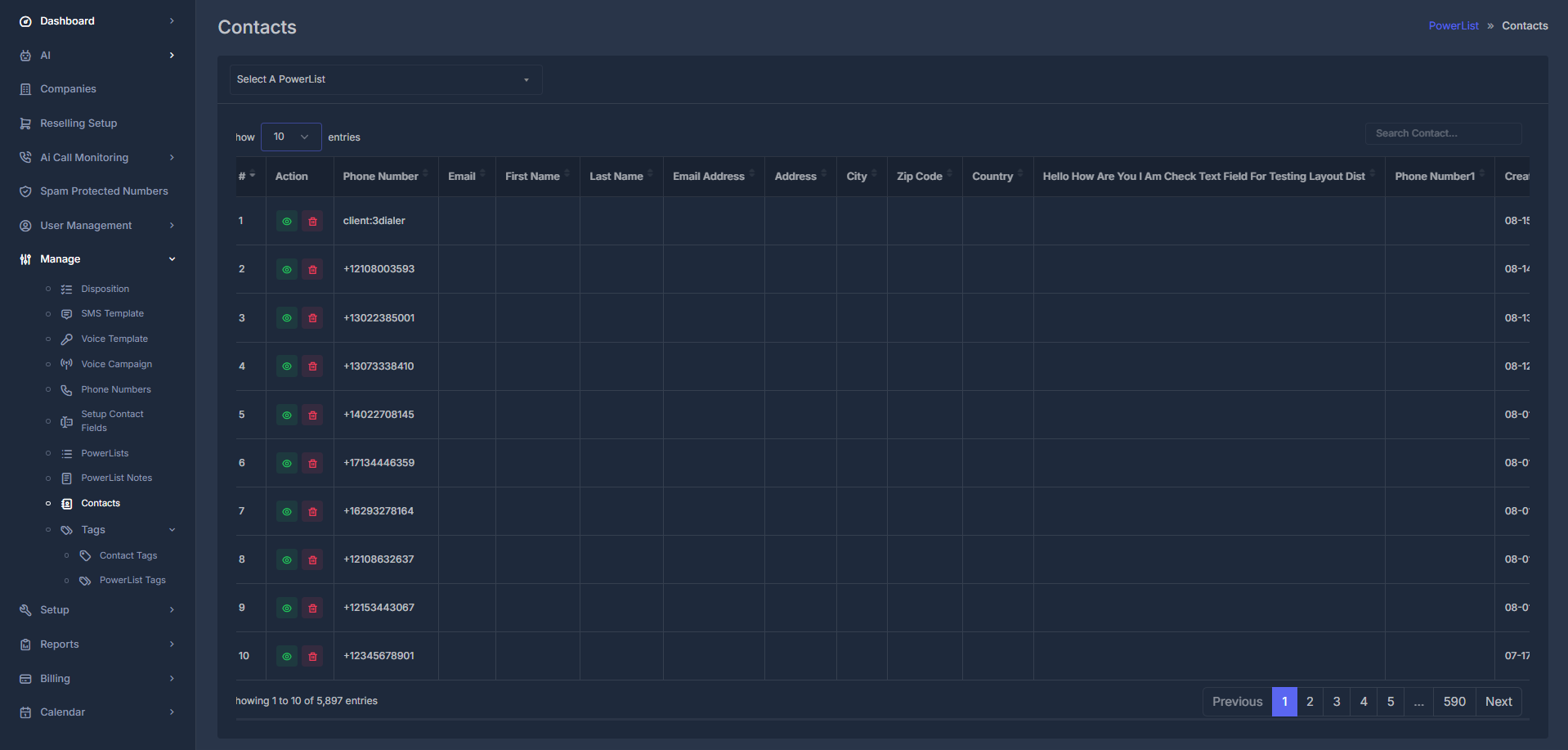Contacts Management Dashboard