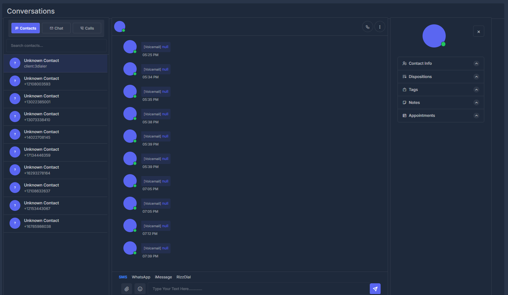 Contact Details View Interface