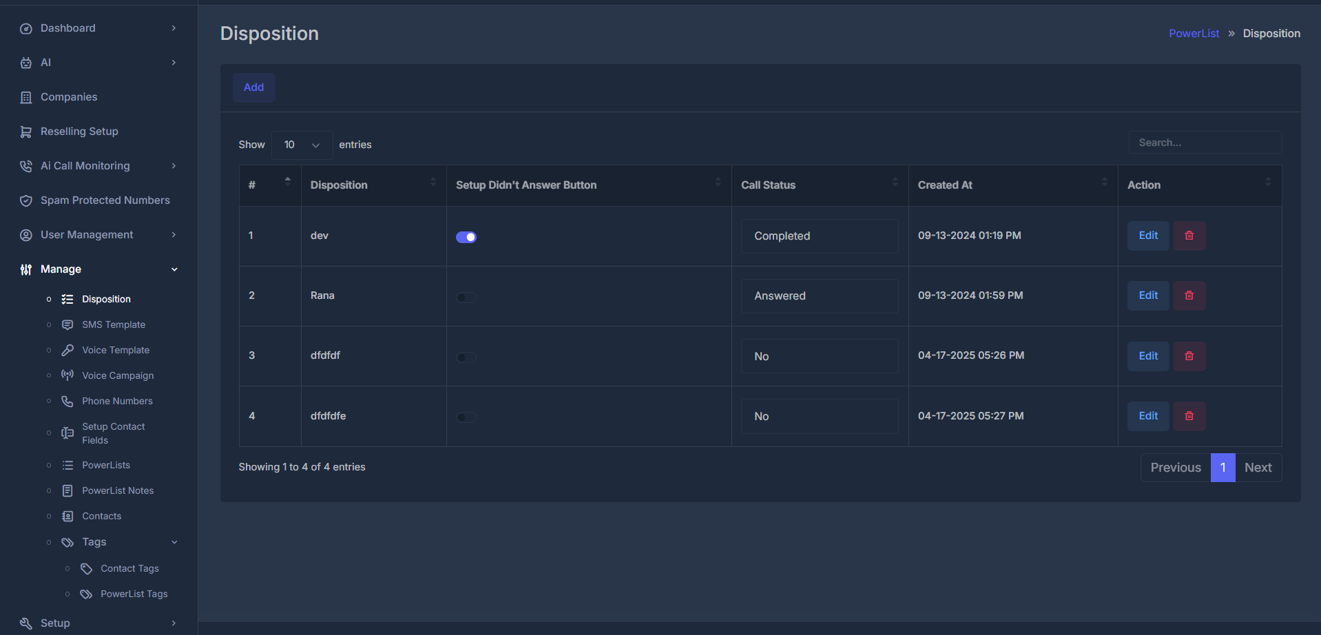 Disposition Overview Interface