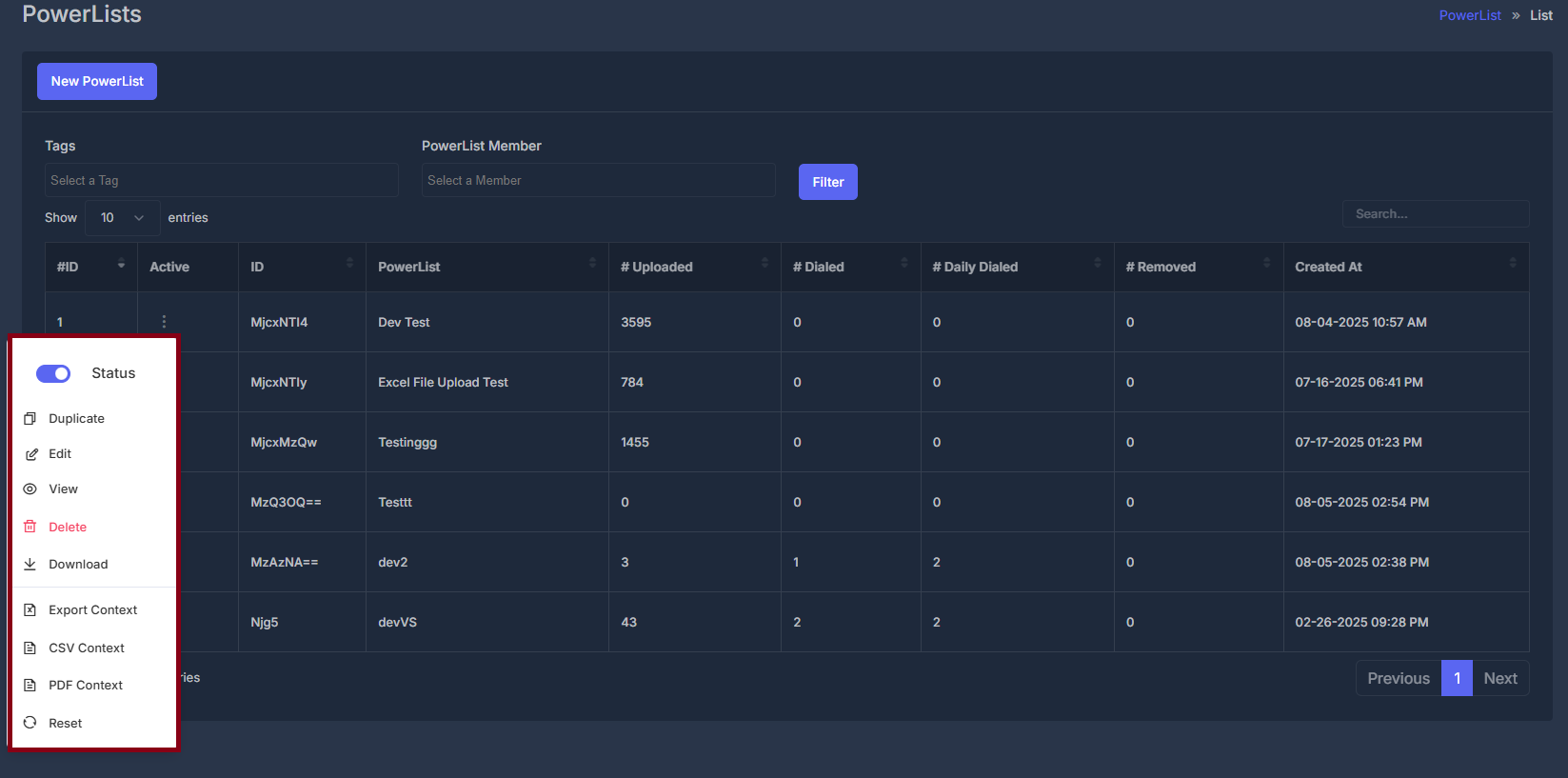 PowerLists Interface