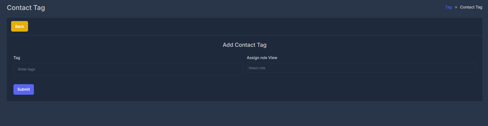 Add New Contact Tag Interface