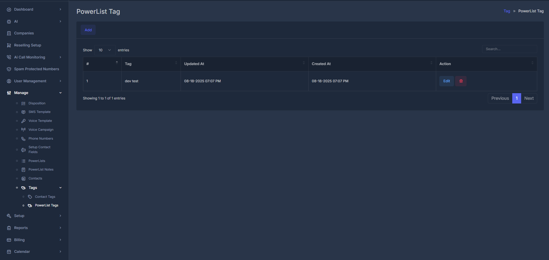 PowerList Tags Interface