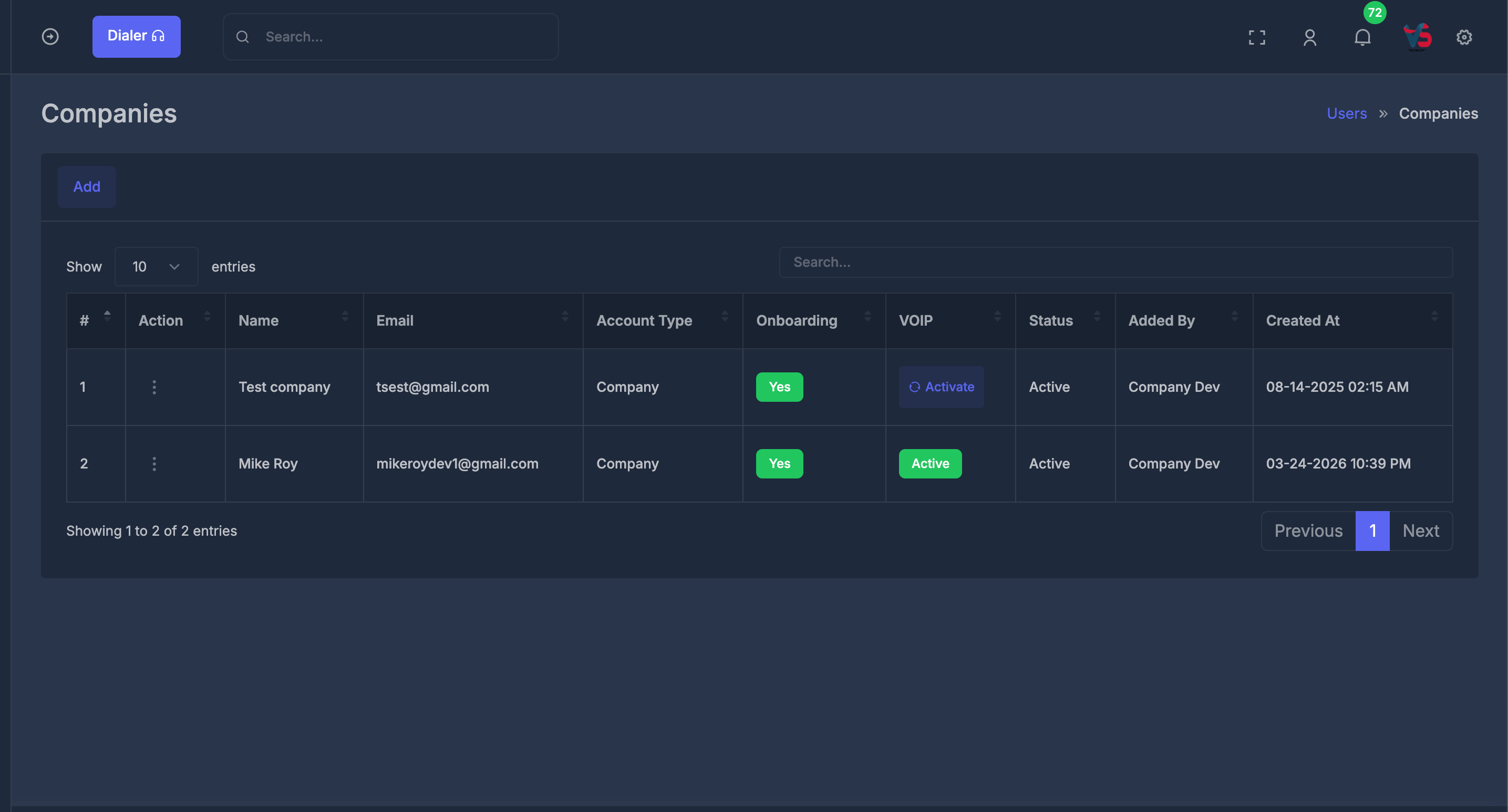 Company Listing Dashboard
