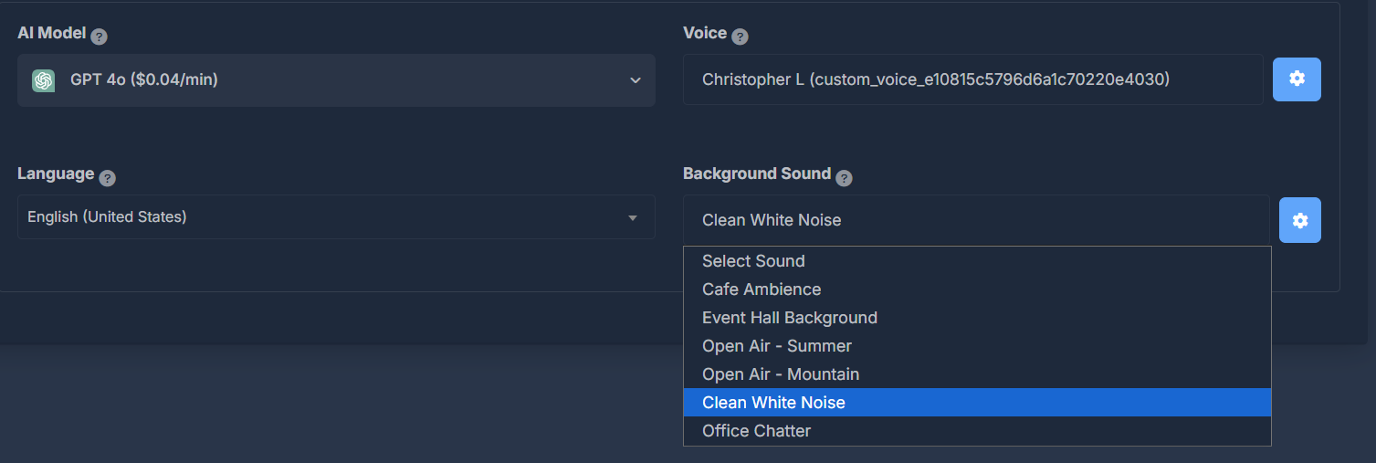 Background Sound Options
