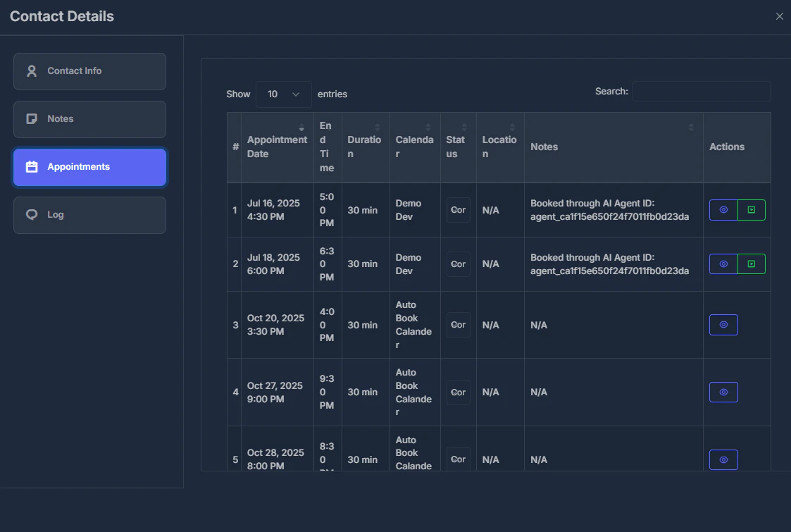 Pipeline - Contact Appointments