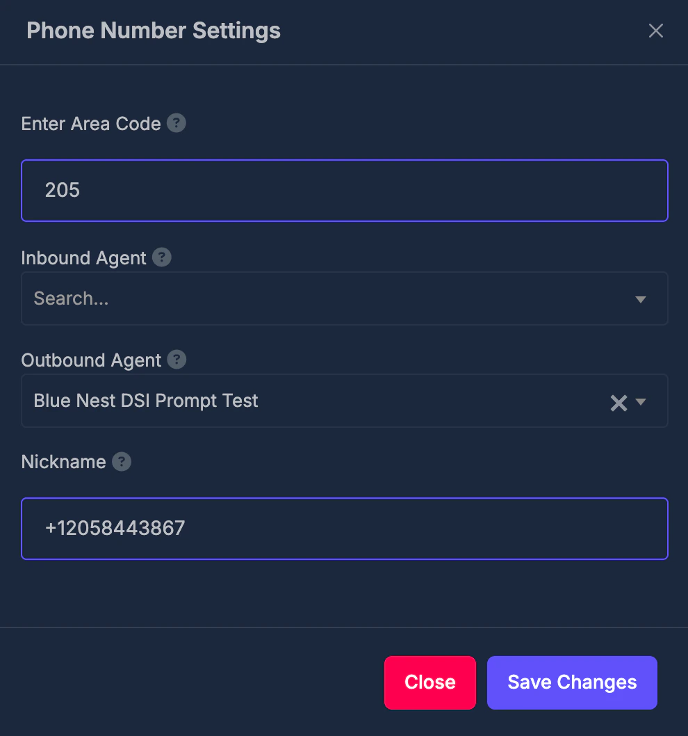 AI phone number row actions