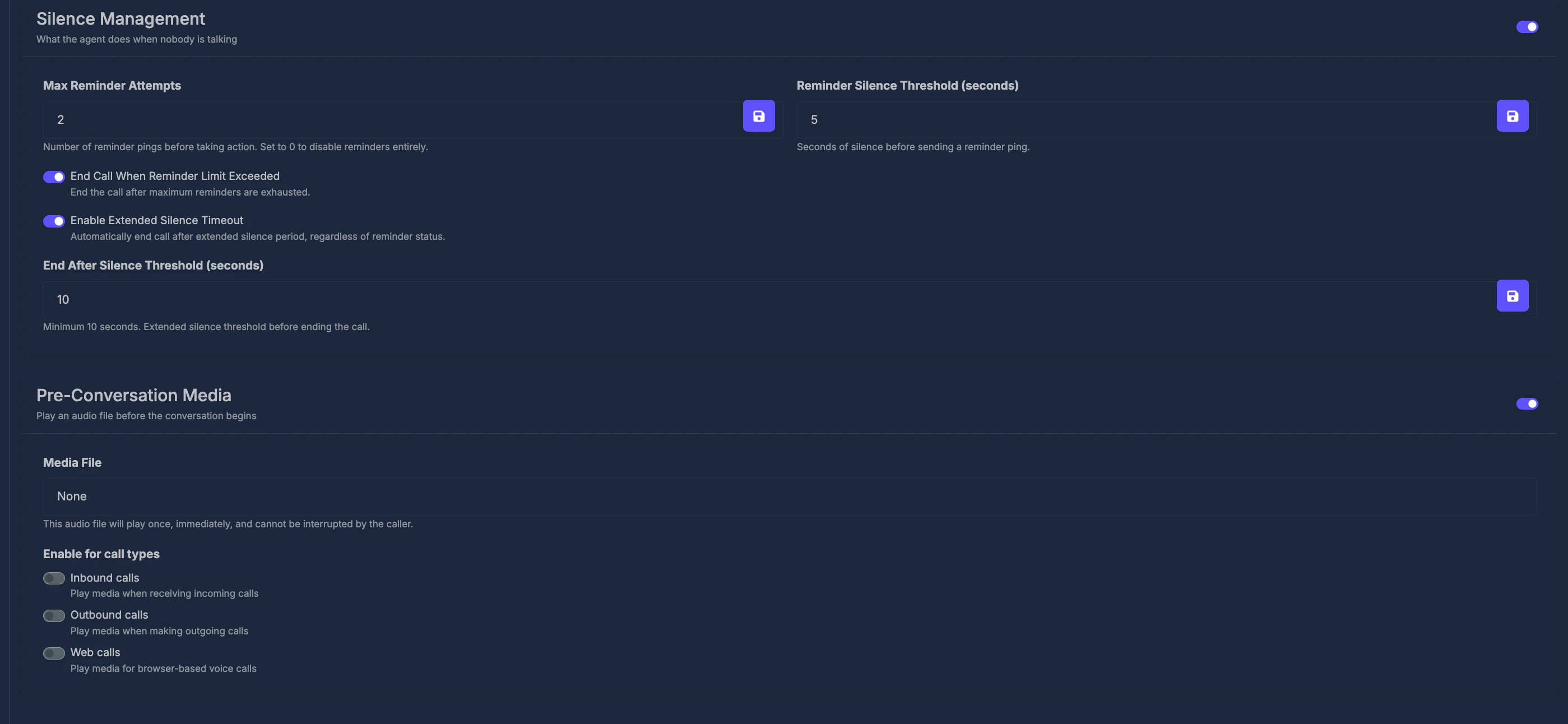 Silence Management Interface