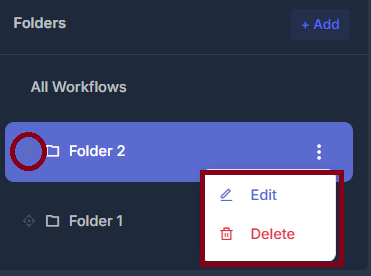 Edit folder dialog for renaming a workflow folder
