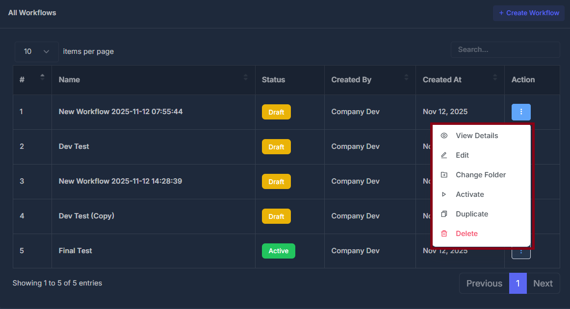 Workflow Builder Interface