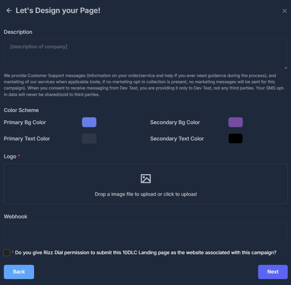 Create Website Form