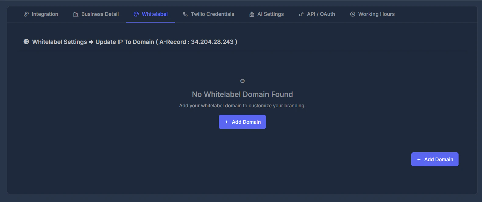 Whitelabel domain