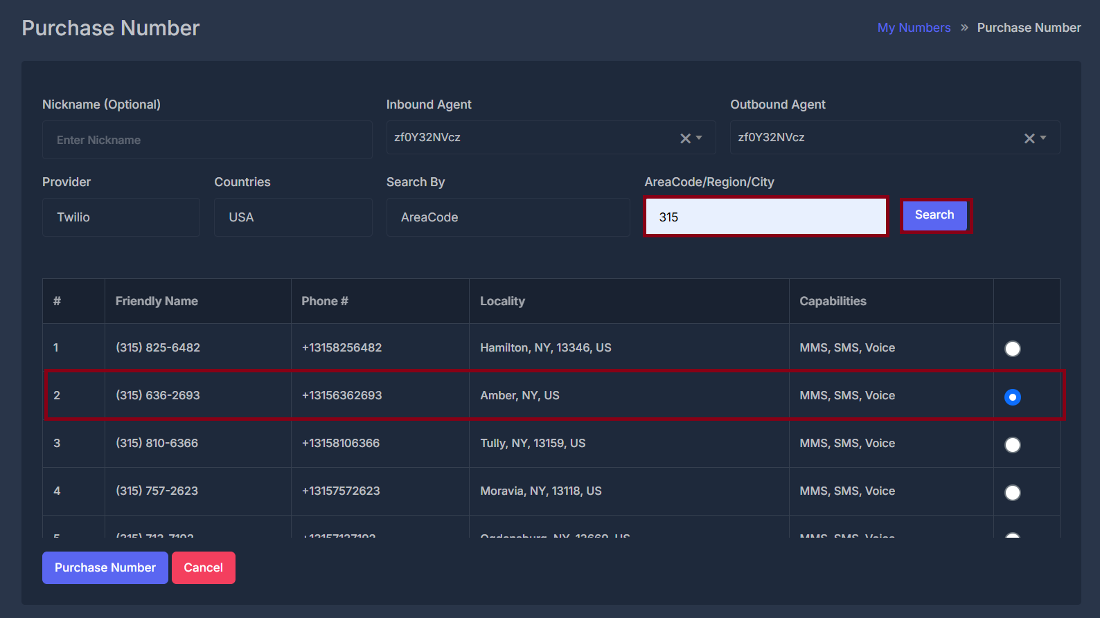 Purchase Number Interface