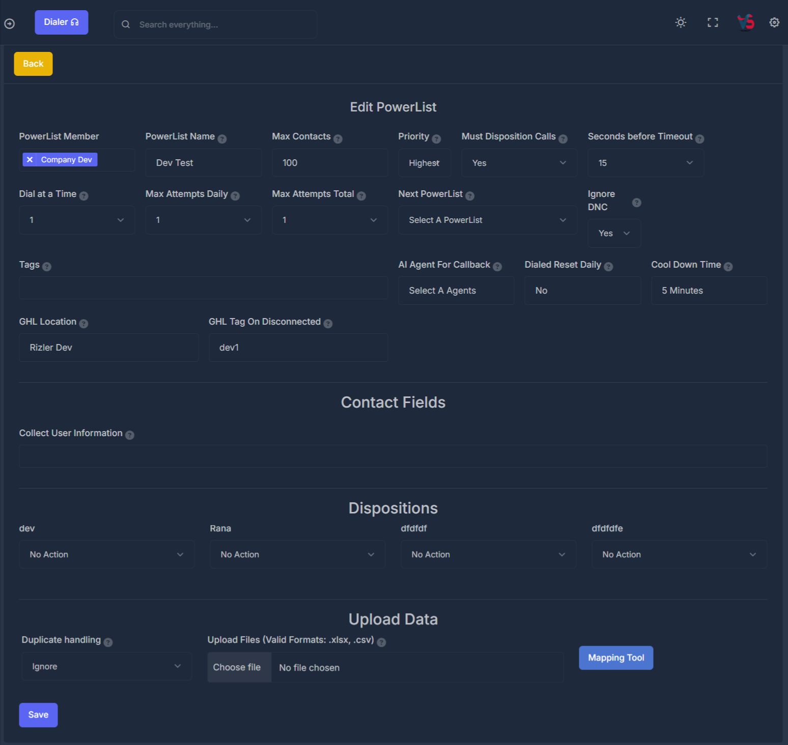 Edit PowerList Interface