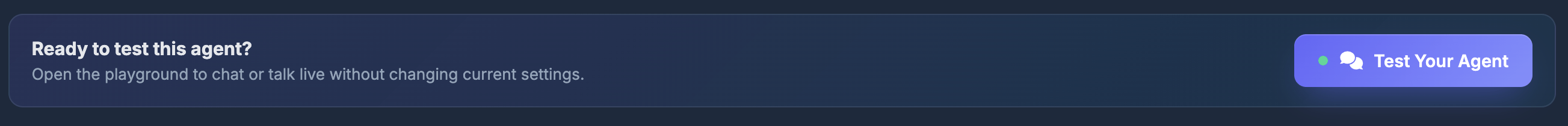 Test call with agent (Talk With Agent button and controls)
