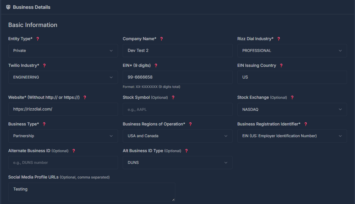 Business Detail - Basic Information