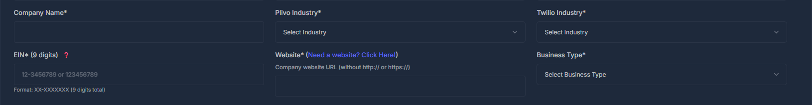 Business Details and Industry Form