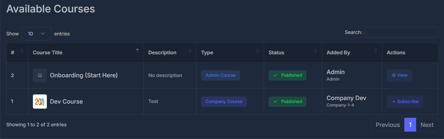 Course Enrollment Interface