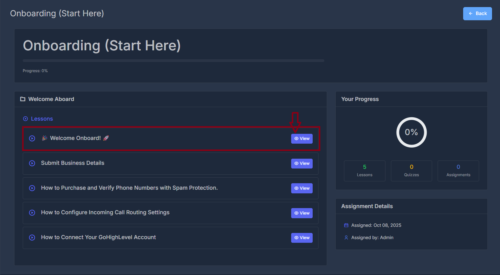 Course Lessons Navigation