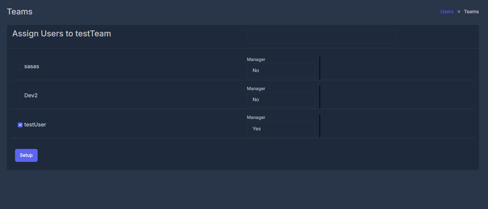 User Assignment to Teams