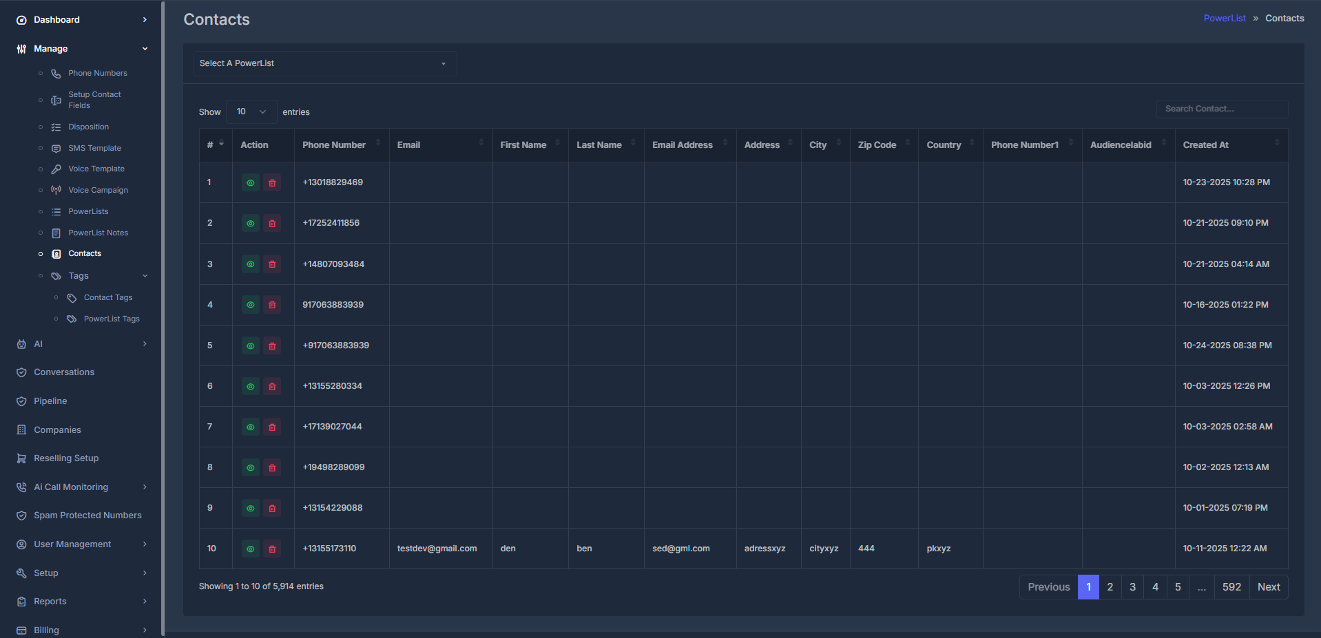 Contacts Management Dashboard