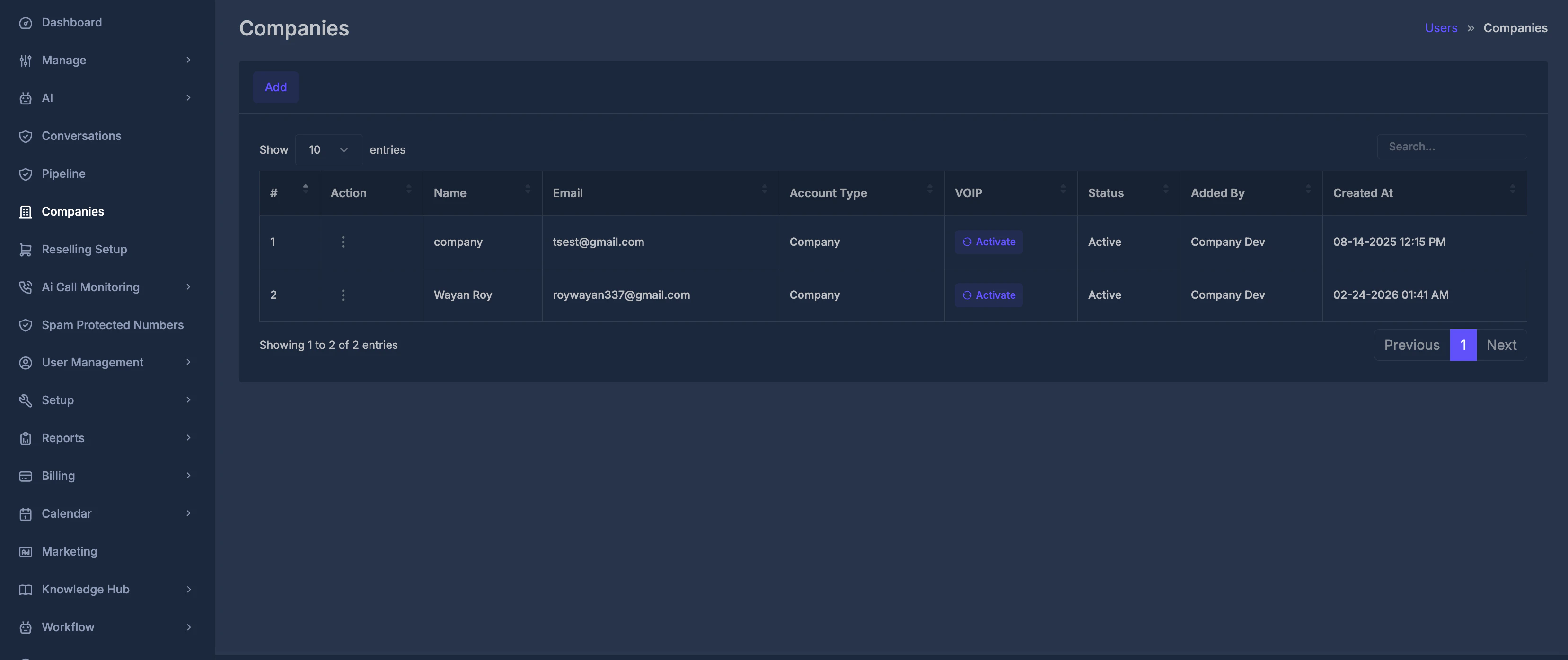 Company Listing Dashboard