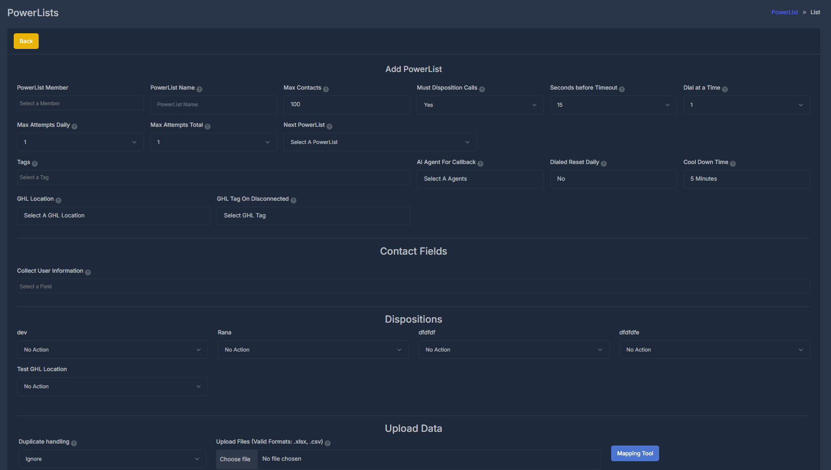PowerLists Interface