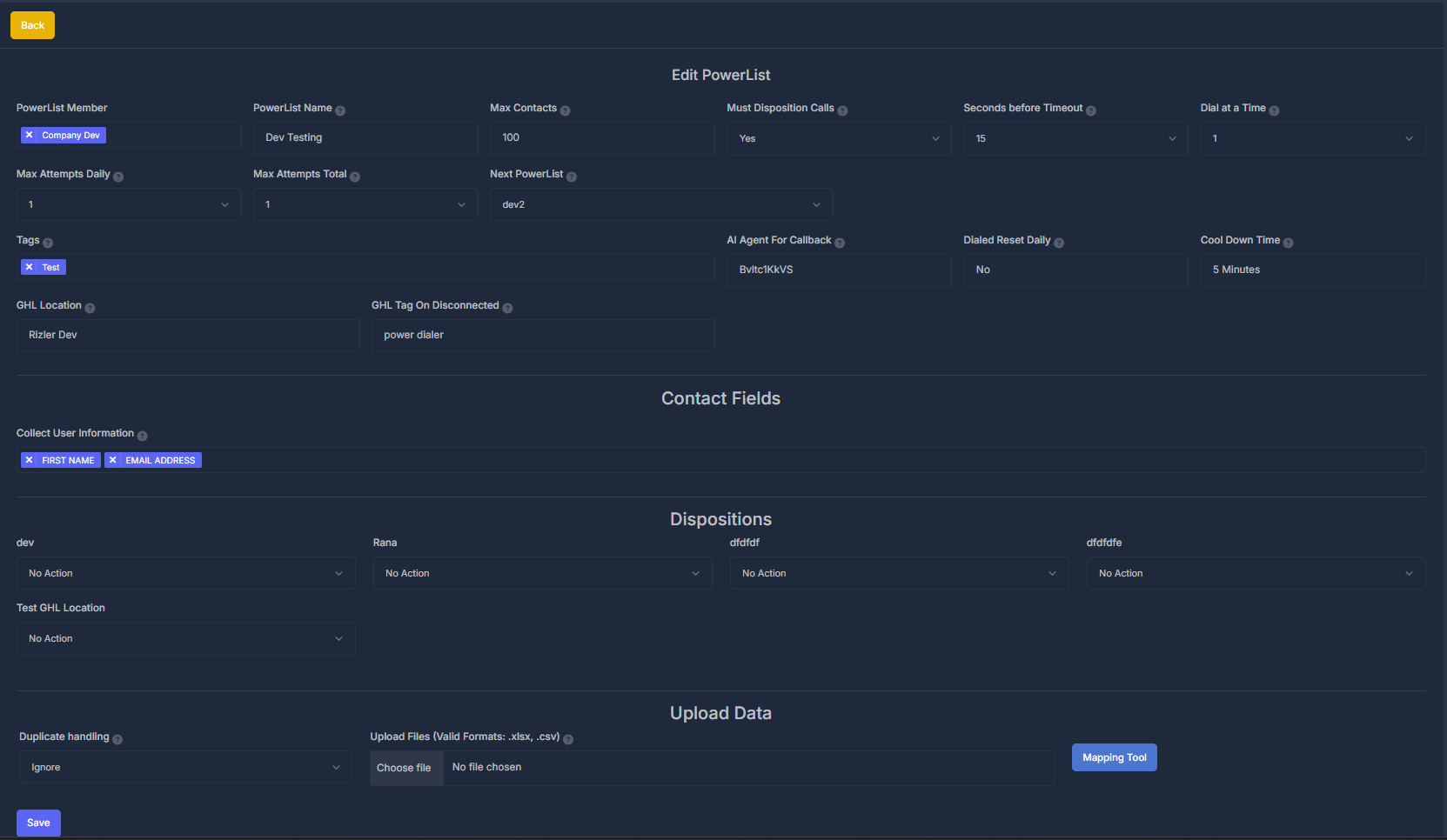 Edit PowerList Interface
