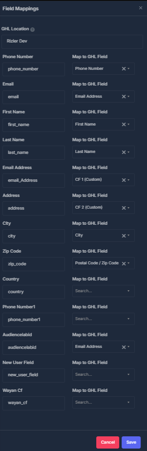 Field Mapping Interface