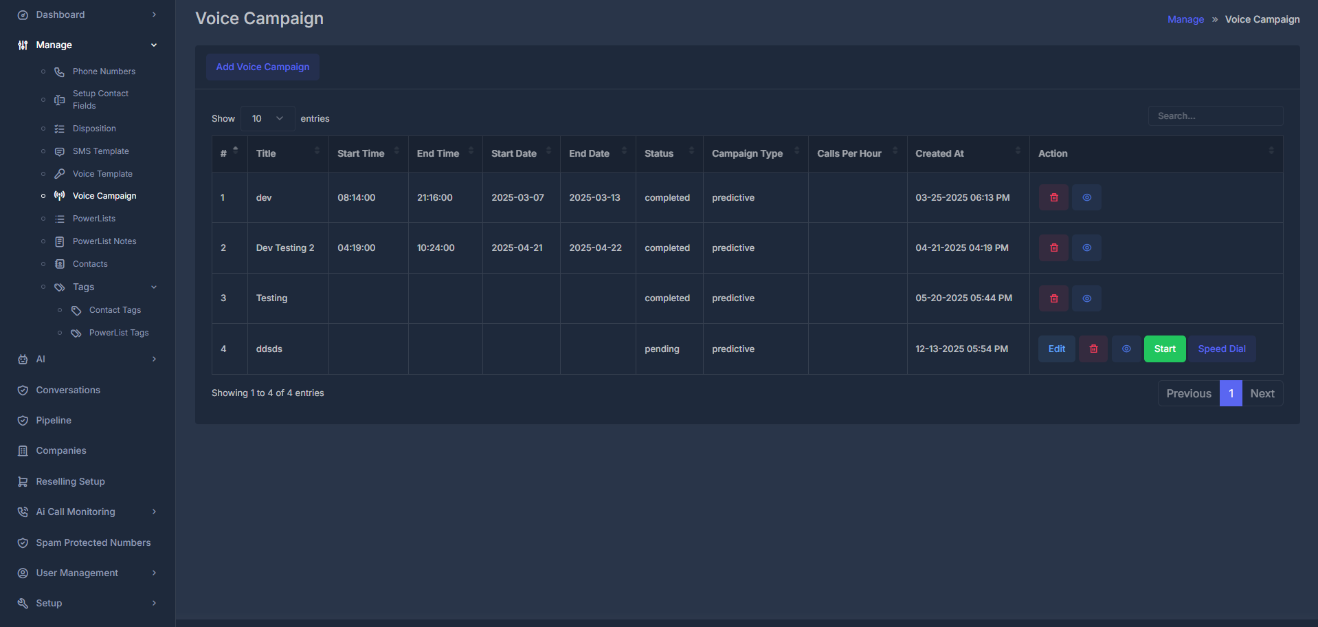Voice Campaign Interface