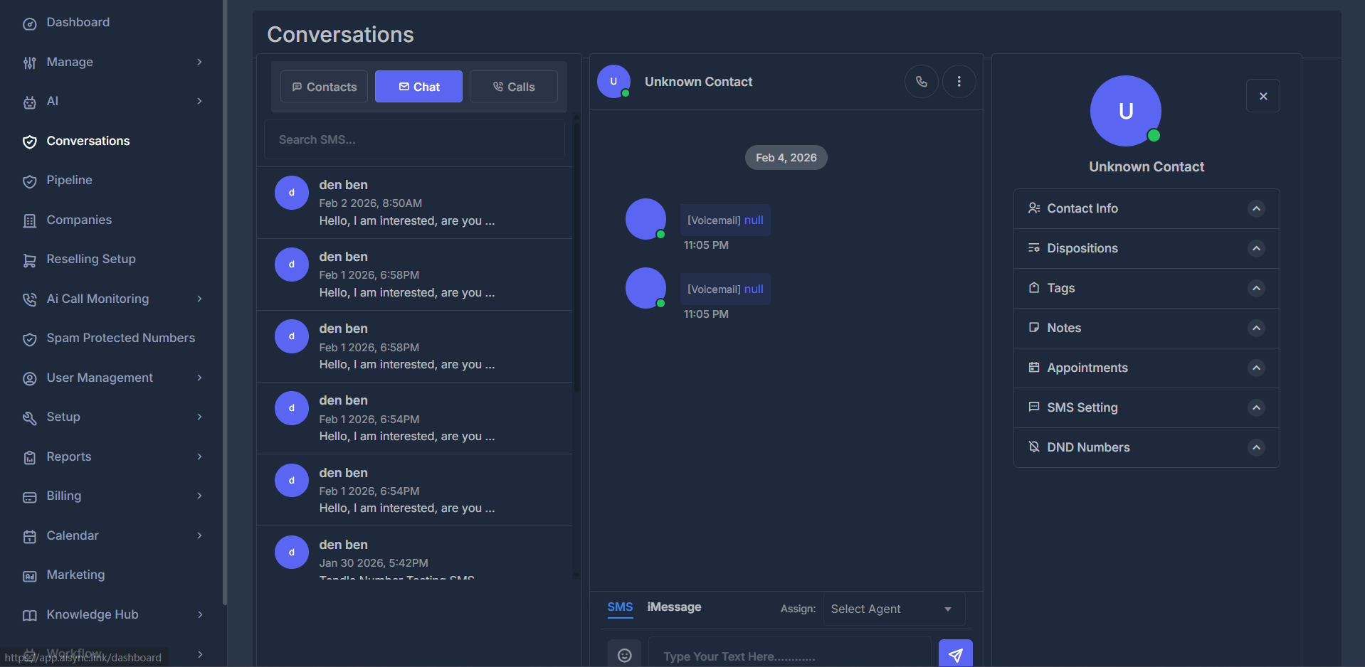 Conversations three-panel layout overview