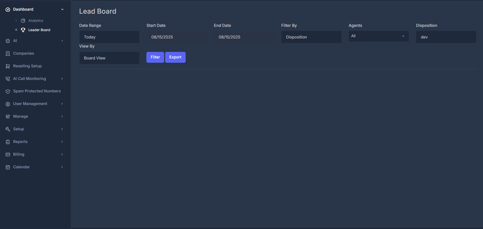 Leader Board Dashboard