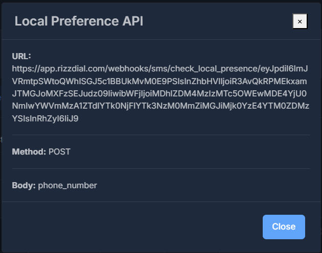 Local Preference API Configuration