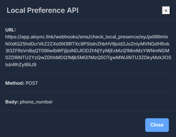 Local Preference API Configuration