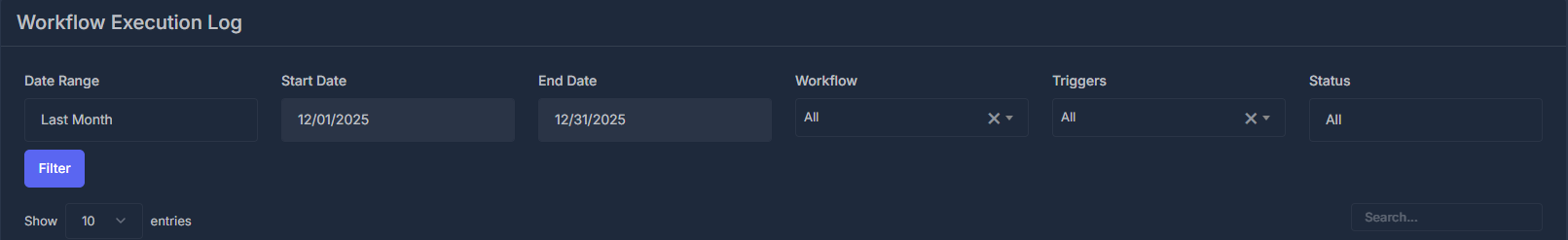 Execution Logs Filters