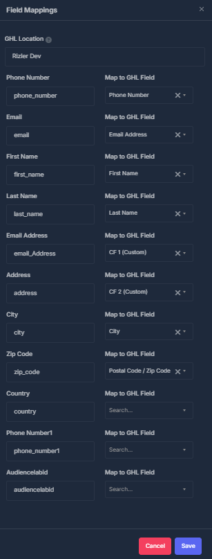 Field Mapping Interface