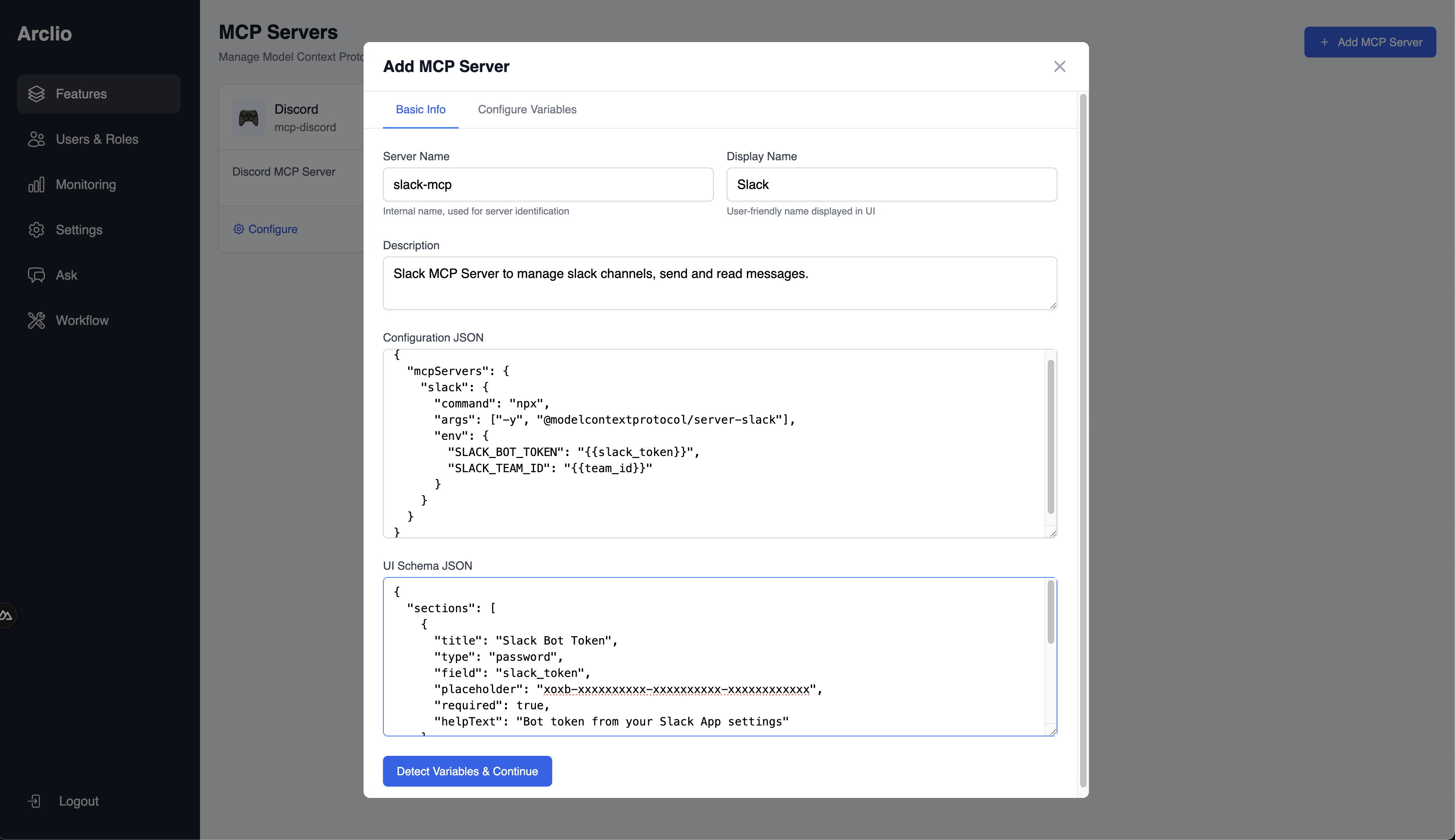 UI Schema and Configuration Template fields