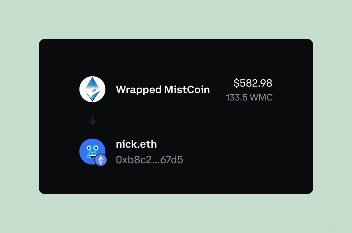 Sending crypto with ENS