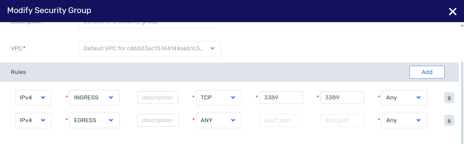 Security Group Modify