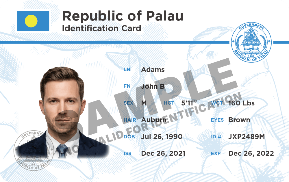 Rev. 2023-B front sample, showing abbreviated field labels and the SAMPLE watermark.