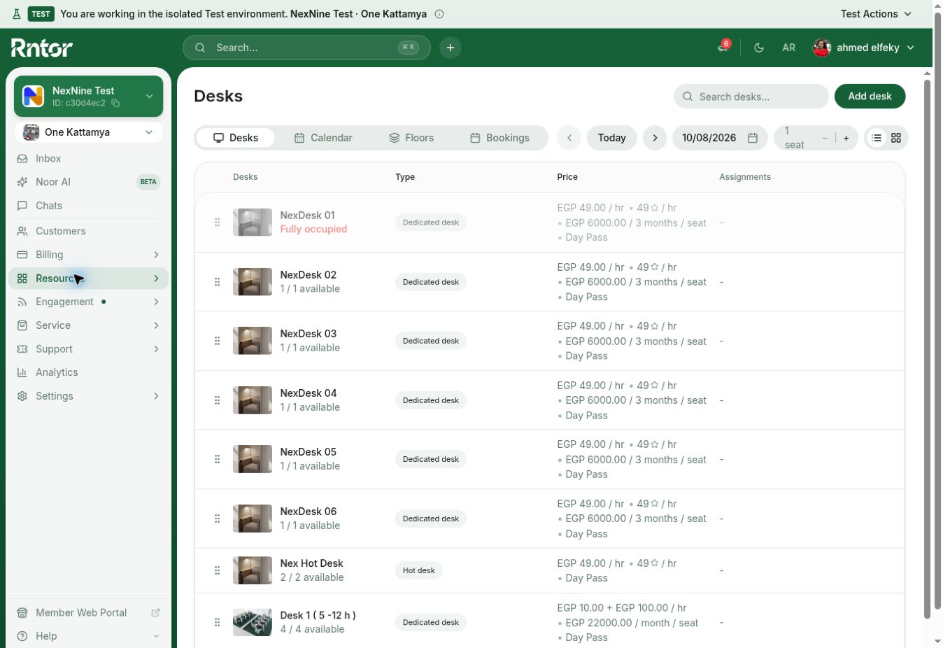 Integrate RNTOR's coworking space management platform with a marketing website