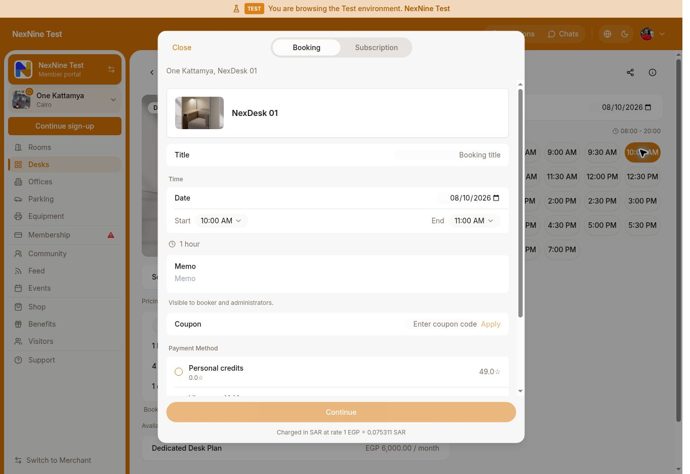 Organize trial days on RNTOR's coworking space management platform