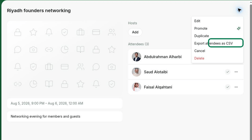 تصدير الحاضرين