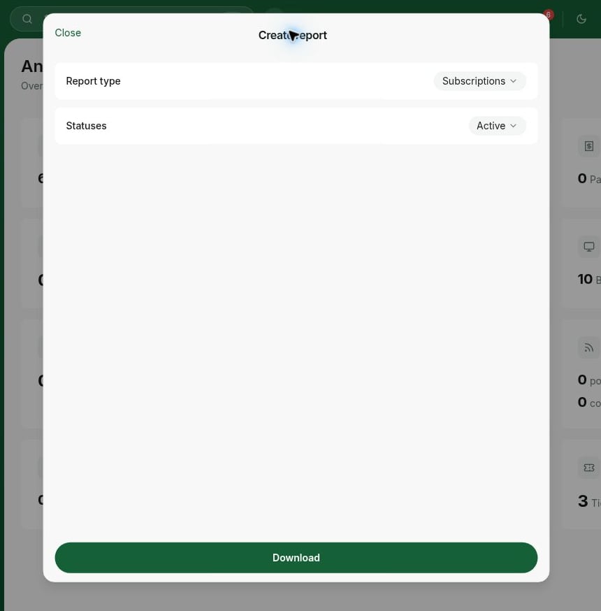 تقرير الاشتراكات