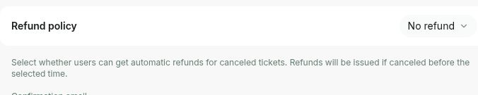 Event refund policy in RNTOR