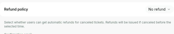 Event refund policy in RNTOR