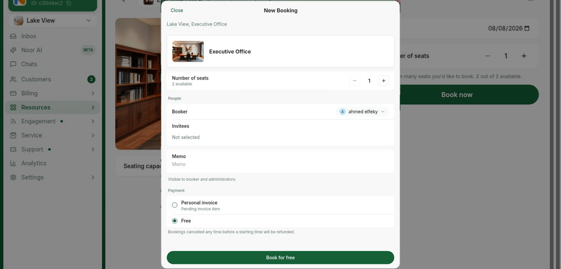 Booking a hybrid office on RNTOR's coworking space management platform